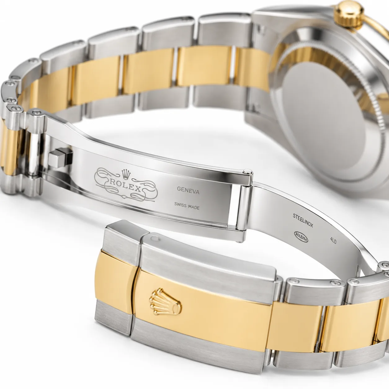 Rolex Datejust m126303-0001 41mm White Dial Fluted Bezel 904L Stainless Steel and 18K Yellow Gold AI 头图 3 - 表扣表链 [ai-shot:bracelet-clasp]