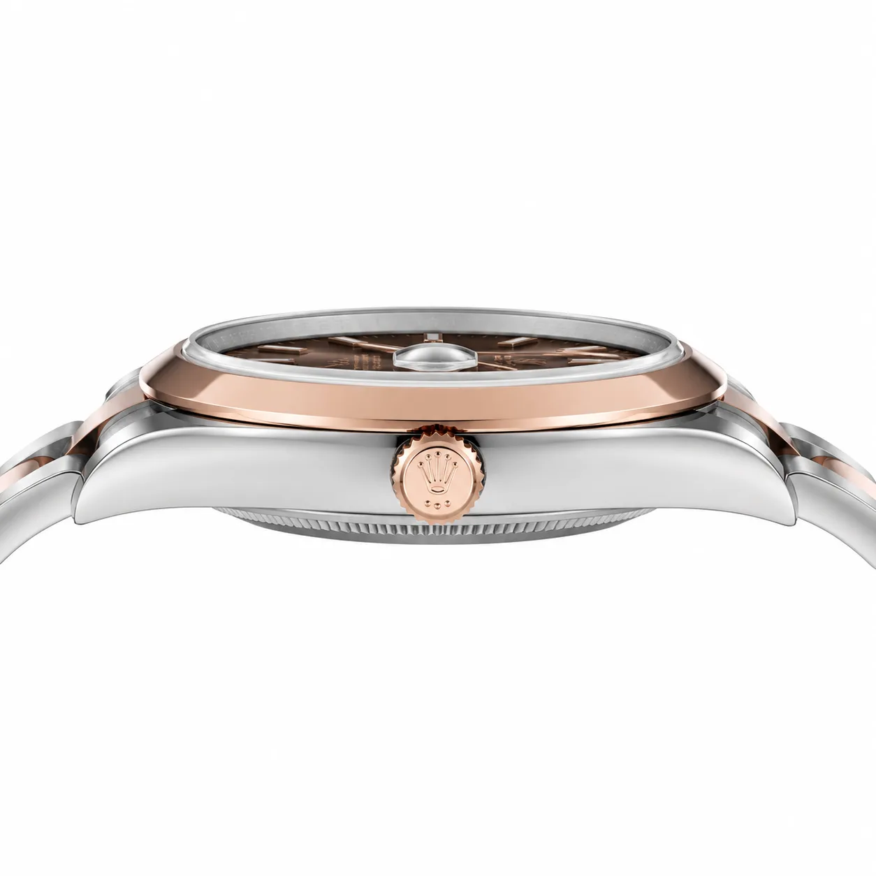Rolex Datejust M126301-0001 Cal.3235 Chocolate Dial Fluted Bezel Everose Gold AI 头图 2 - 侧面细节 [ai-shot:side-detail]