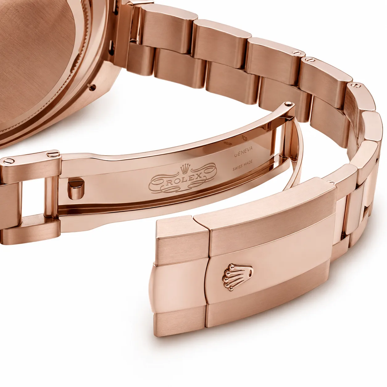 Rolex Sky-Dweller m326935-0006 42mm Green Dial Fluted Bezel 18K Everose Gold AI 头图 3 - 表扣表链 [ai-shot:bracelet-clasp]