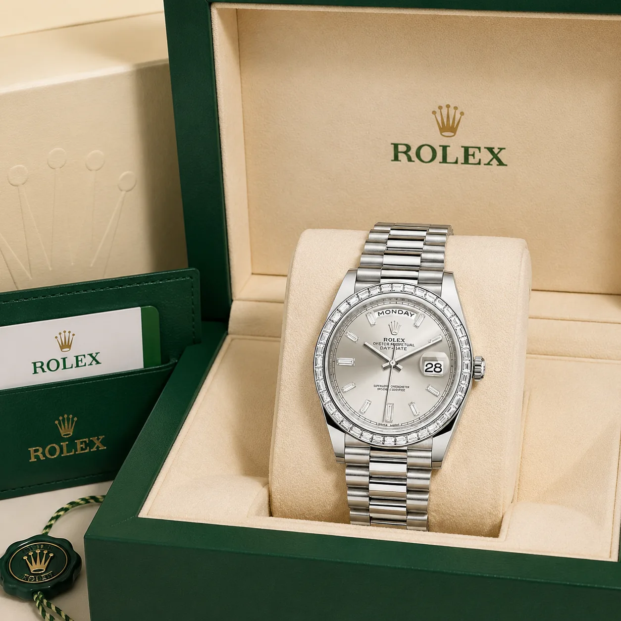 Rolex Day-Date m228396tbr-0011 40mm Cal.3255 / T 950 Platinum AI 头图 5 - 包装盒 [ai-shot:box-shot]