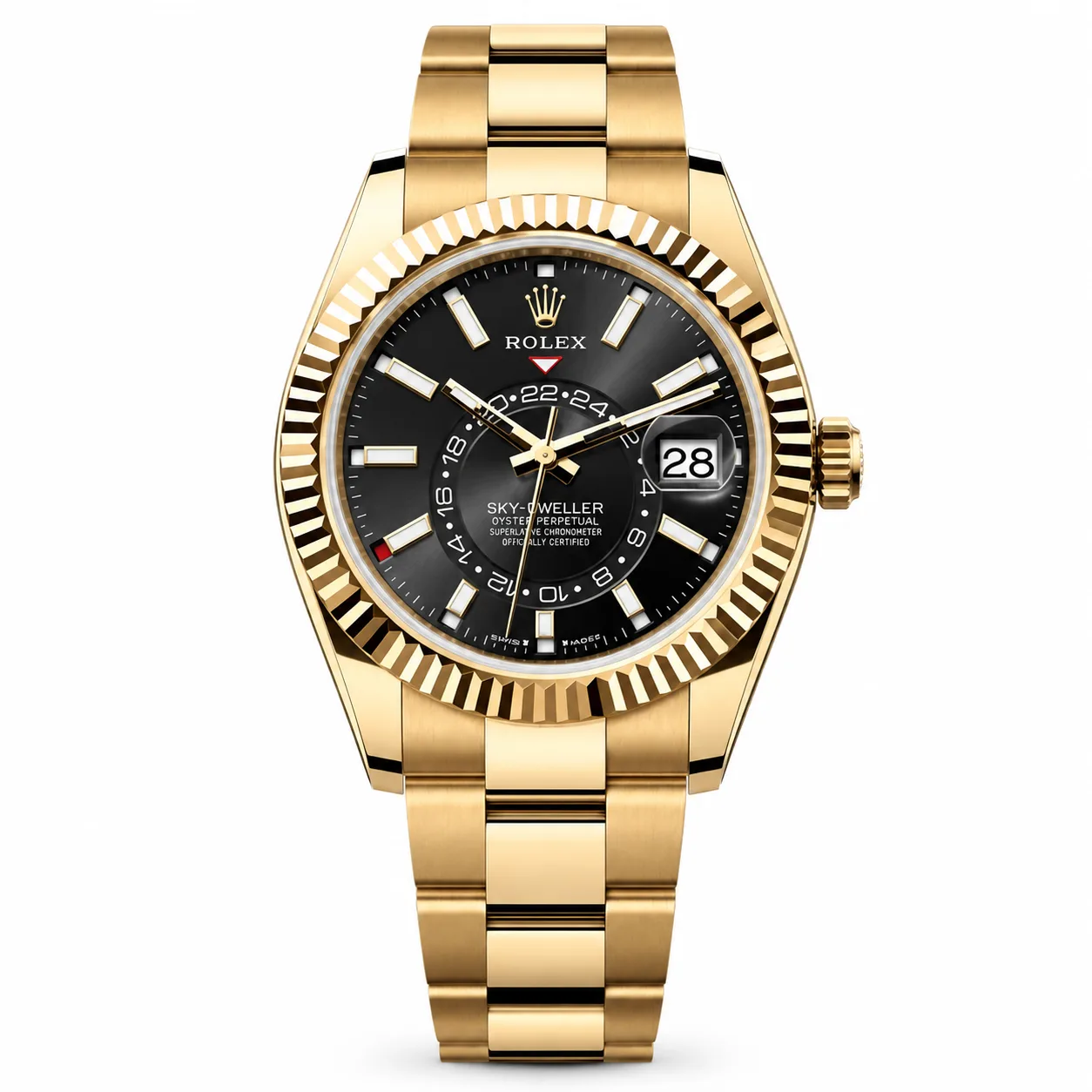 Rolex Sky-Dweller m336938-0002 42mm Cal.9002 18K Yellow Gold AI 头图 1 - 白底全貌 [ai-shot:full-white]