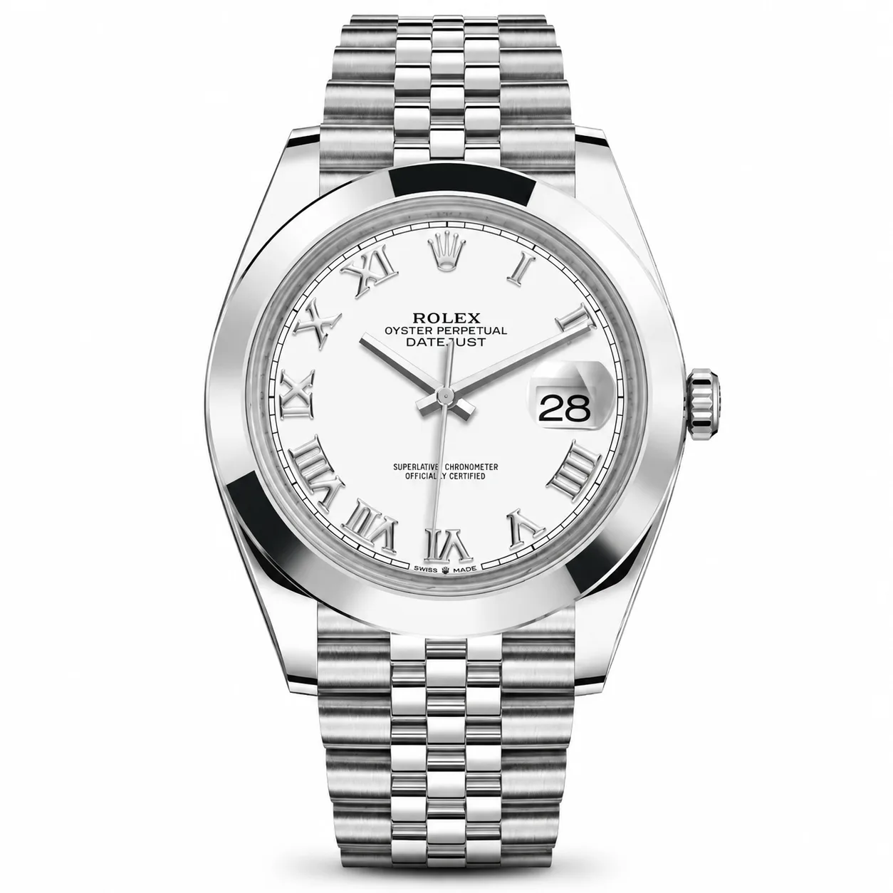 Rolex Datejust m126300-0016 41mm Cal.3235 904L Stainless Steel AI 头图 1 - 白底全貌 [ai-shot:full-white]