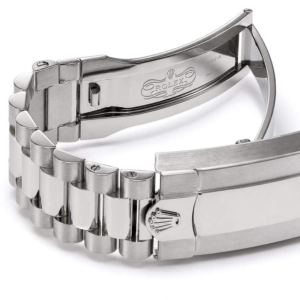 Rolex Day-Date m128349rbr-0006 40mm Silver Dial Diamond-Set Bezel 18K White Gold AI 头图 3 - 表扣表链 [ai-shot:bracelet-clasp]