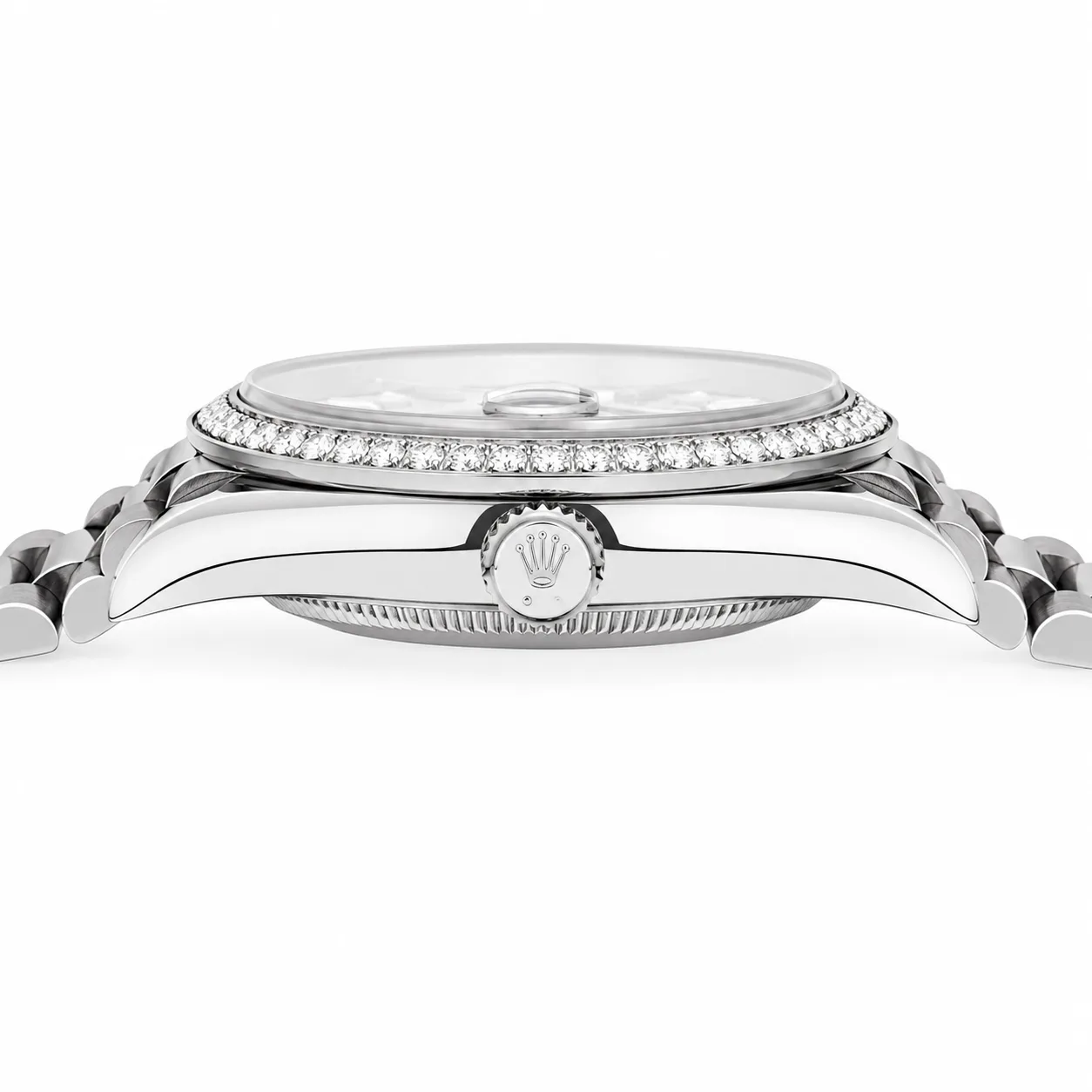 Rolex Day-Date m228349rbr-0046 40mm Cal.3255 18K White Gold AI 头图 2 - 侧面细节 [ai-shot:side-detail]