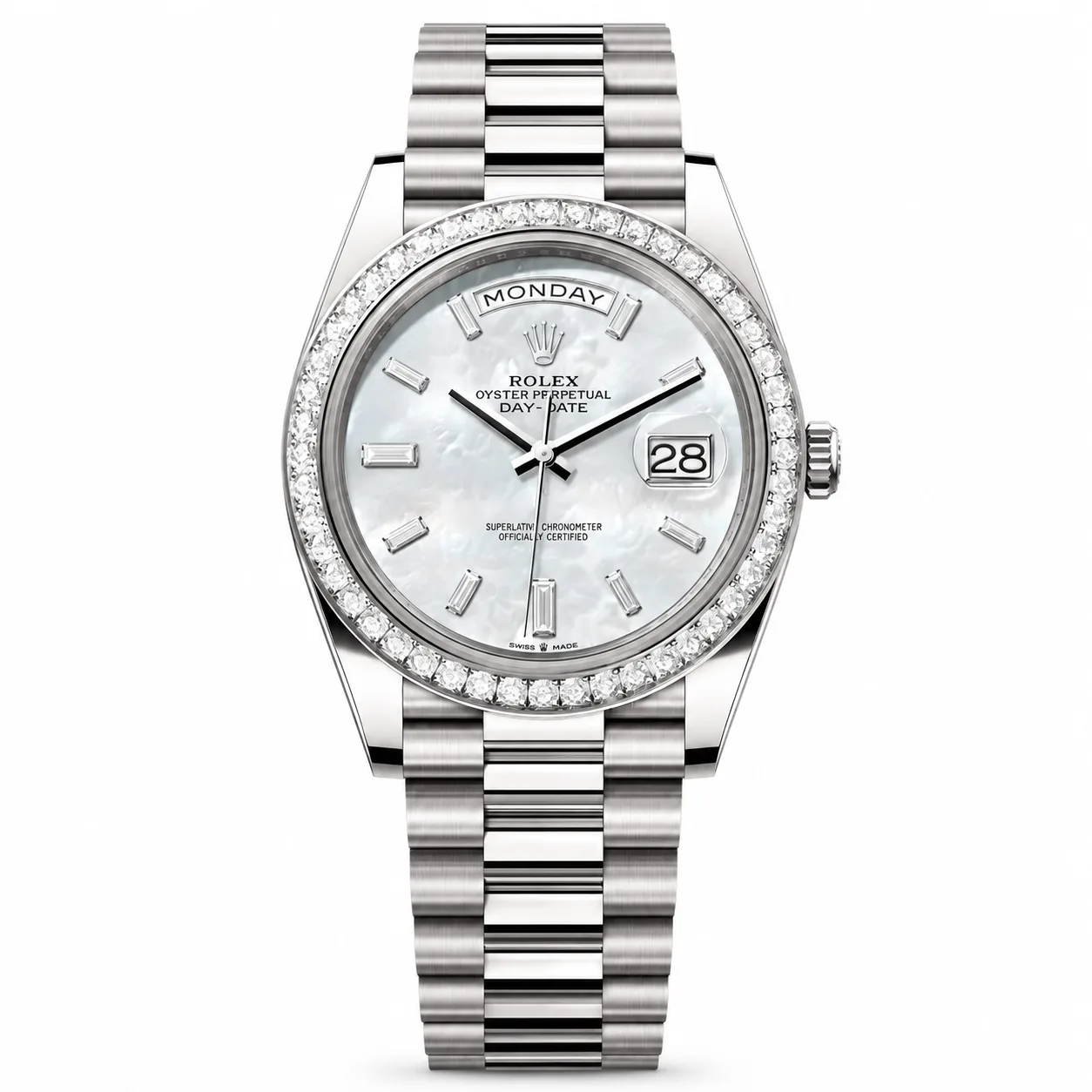 Rolex Day-Date m228349rbr-0046 40mm Cal.3255 18K White Gold AI 头图 1 - 白底全貌 [ai-shot:full-white]