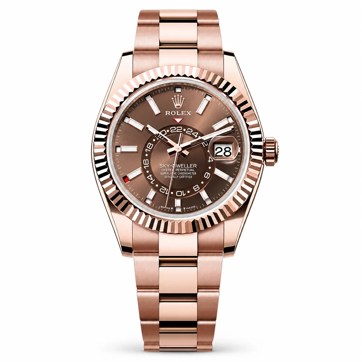 Rolex Sky-Dweller m336935-0002 42mm Cal.9002 18K Everose Gold AI 头图 1 - 白底全貌 [ai-shot:full-white]