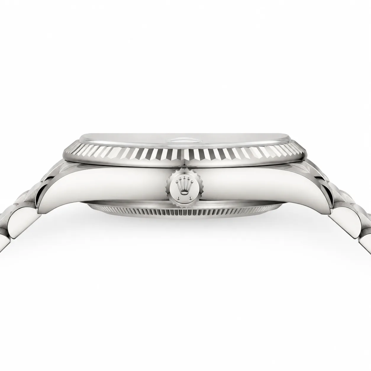 Rolex Day-Date m128239-0038 36mm White Dial Fluted Bezel 18K White Gold AI 头图 2 - 侧面细节 [ai-shot:side-detail]