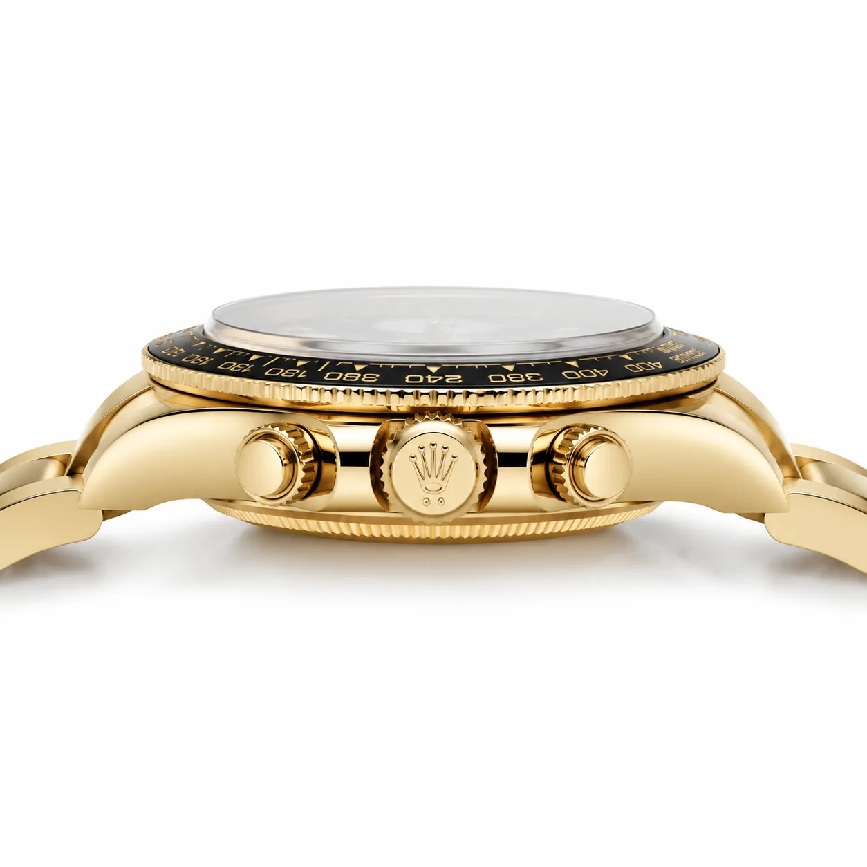 Rolex Cosmograph Daytona 126528LN 40mm Cal.3285 18K Yellow Gold AI 头图 2 - 侧面细节 [ai-shot:side-detail]