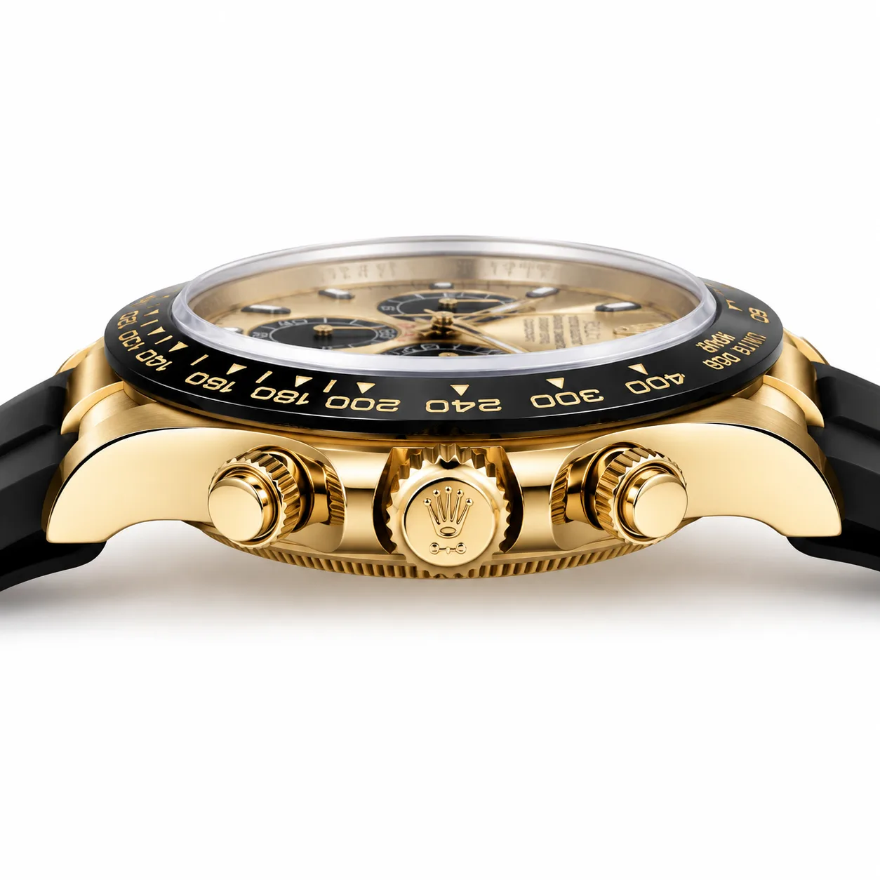 Rolex Cosmograph Daytona 116518LN-0040 40mm Cal.4130 18K Yellow Gold AI 头图 2 - 侧面细节 [ai-shot:side-detail]