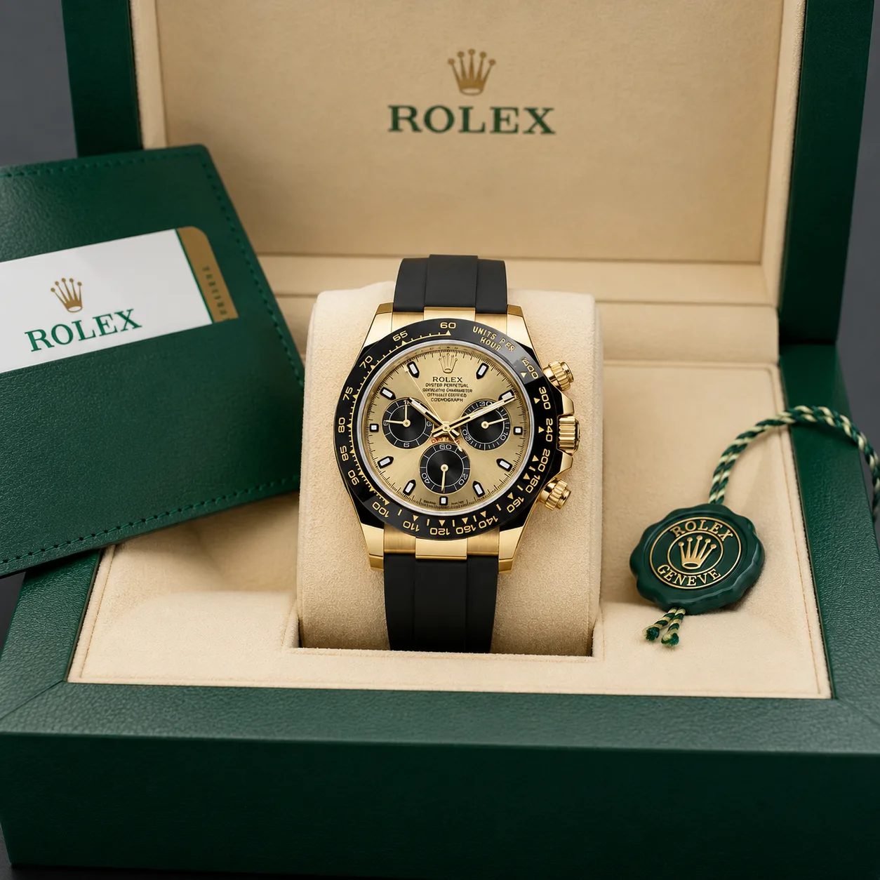 Rolex Cosmograph Daytona 116518LN-0040 40mm Cal.4130 18K Yellow Gold AI 头图 5 - 包装盒 [ai-shot:box-shot]
