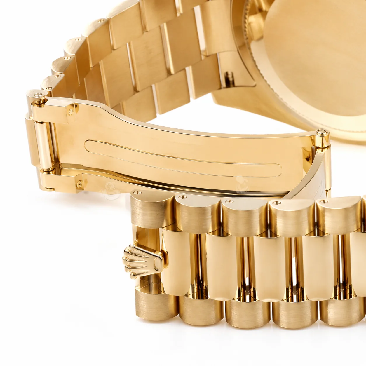 Rolex Day-Date m228348rbr-0045 40mm Calibre 3255 Smoked Green / Diamond-Set Bezel 18K Yellow Gold AI 头图 3 - 表扣表链 [ai-shot:bracelet-clasp]
