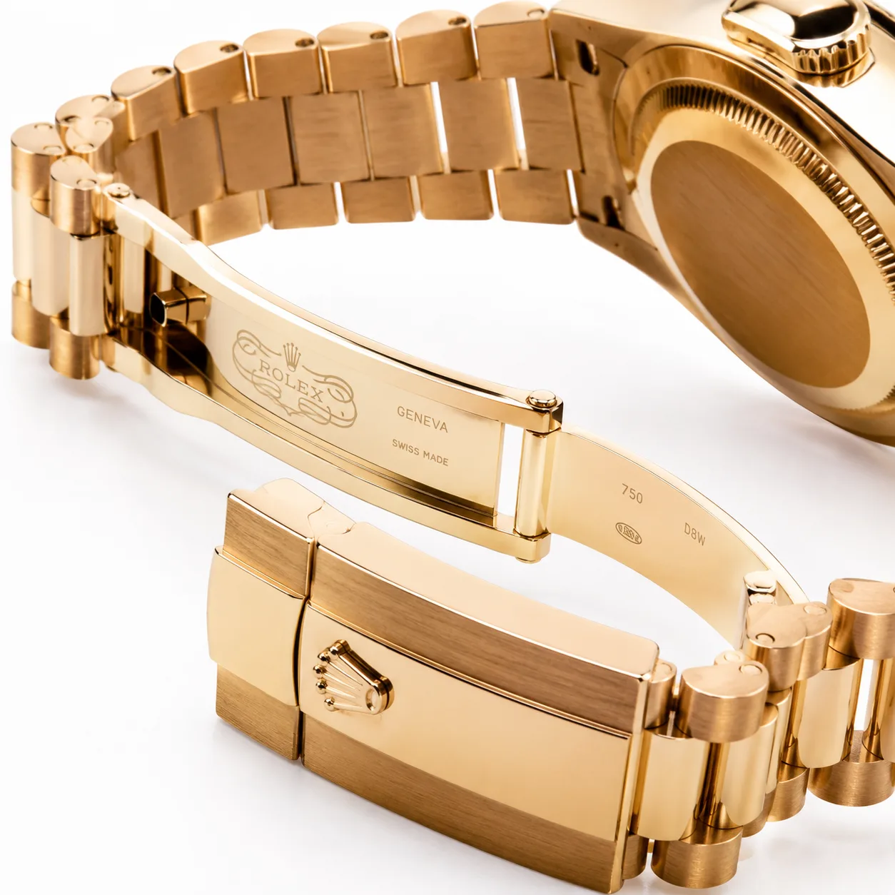 Rolex Day-Date m228398tbr-0043 40mm White Dial Diamond-Set Bezel 18K Yellow Gold AI 头图 3 - 表扣表链 [ai-shot:bracelet-clasp]