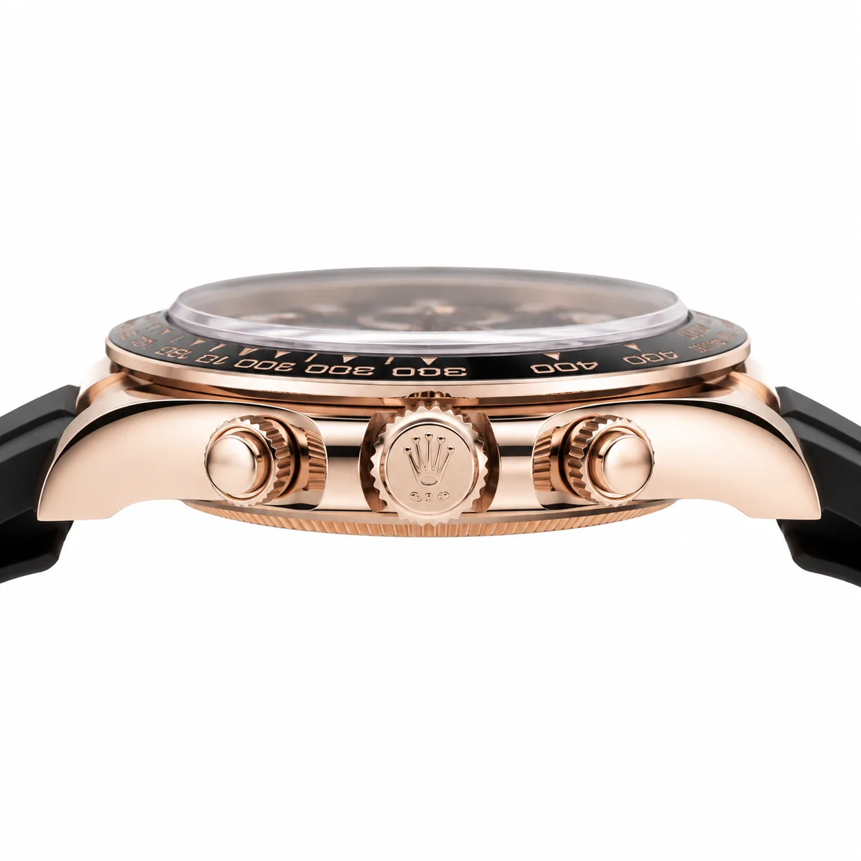 Rolex Cosmograph Daytona m126515ln-0004 40mm Cal.4131 Black / Black Cerachrom Bezel 18K Everose Gold AI 头图 2 - 侧面细节 [ai-shot:side-detail]