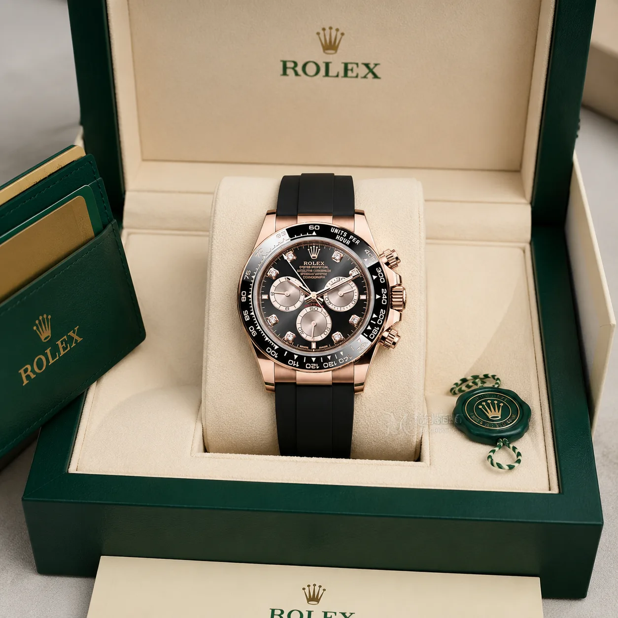 Rolex Cosmograph Daytona m126515ln-0004 40mm Cal.4131 Black / Black Cerachrom Bezel 18K Everose Gold AI 头图 5 - 包装盒 [ai-shot:box-shot]