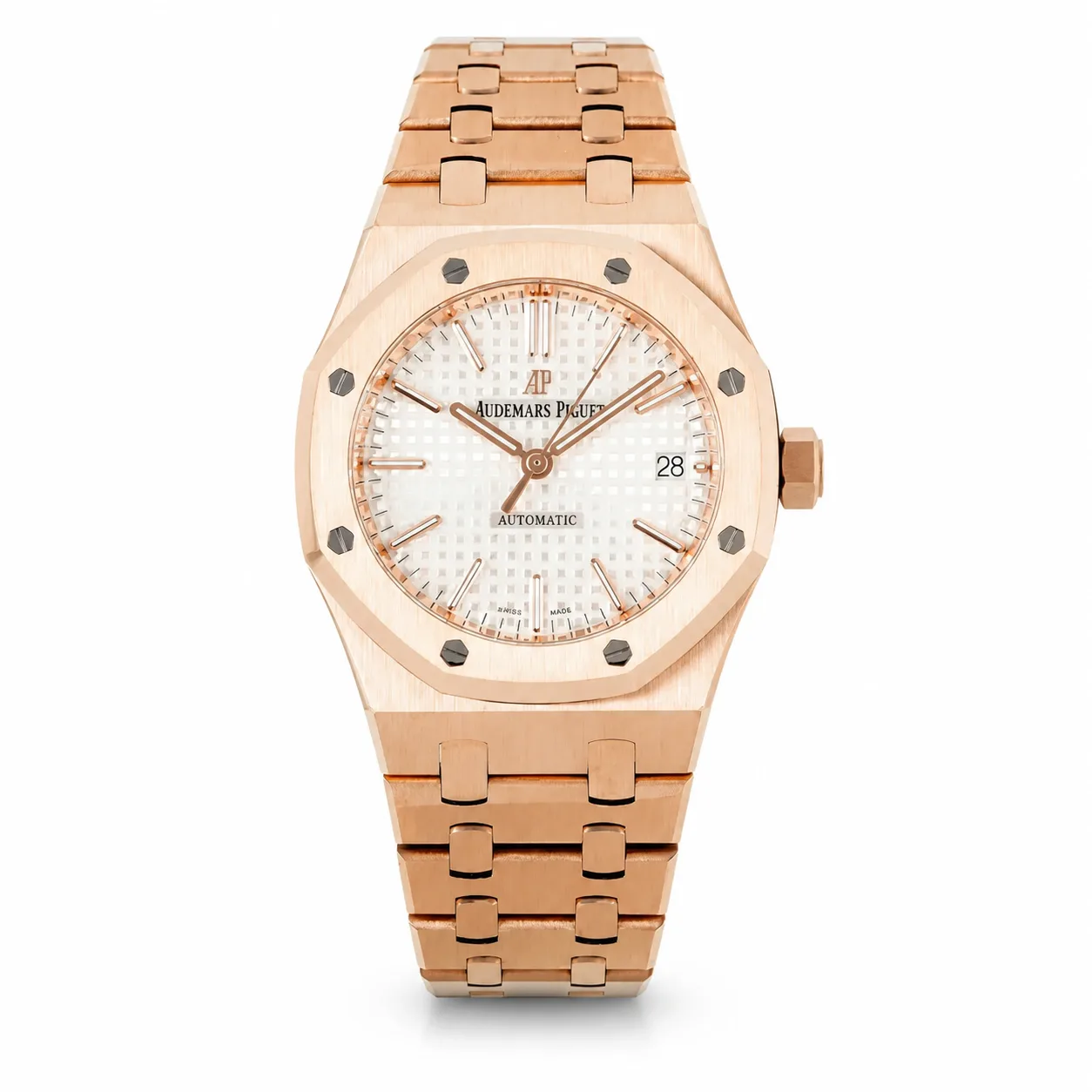 Audemars Piguet Royal Oak 15400OR Cal.3120 White Dial Everose Gold AI 头图 1 - 白底全貌 [ai-shot:full-white]