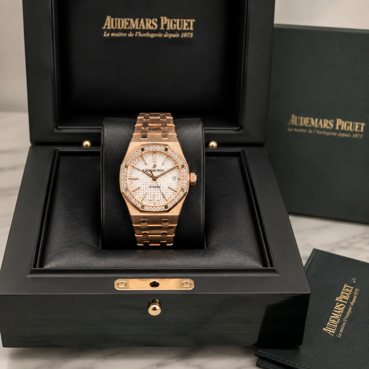 Audemars Piguet Royal Oak 15400OR.ZZ.1240OR.01 Cal.3120 White Dial Everose Gold AI 头图 5 - 包装盒 [ai-shot:box-shot]