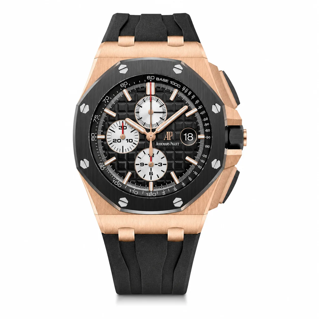 Audemars Piguet Royal Oak Offshore 26401RO.OO.A002CA.01 Cal.3126/3840 Black Bezel Everose Gold AI 头图 1 - 白底全貌 [ai-shot:full-white]