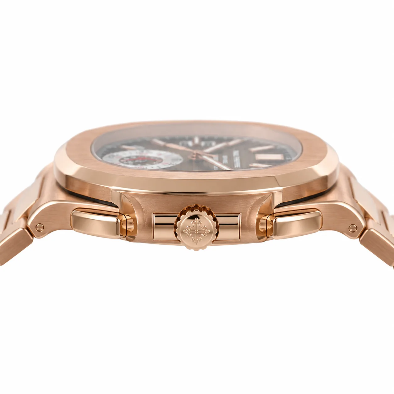 Patek Philippe Nautilus 5980/1R-001 Cal.CH 28-520 C D-Blue Dial Everose Gold AI 头图 2 - 侧面细节 [ai-shot:side-detail]