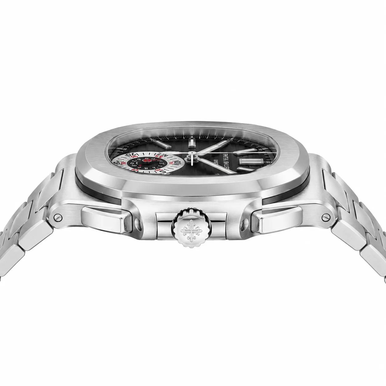Patek Philippe Nautilus 5980/1A-014 Cal.CH 28-520 C AI 头图 2 - 侧面细节 [ai-shot:side-detail]