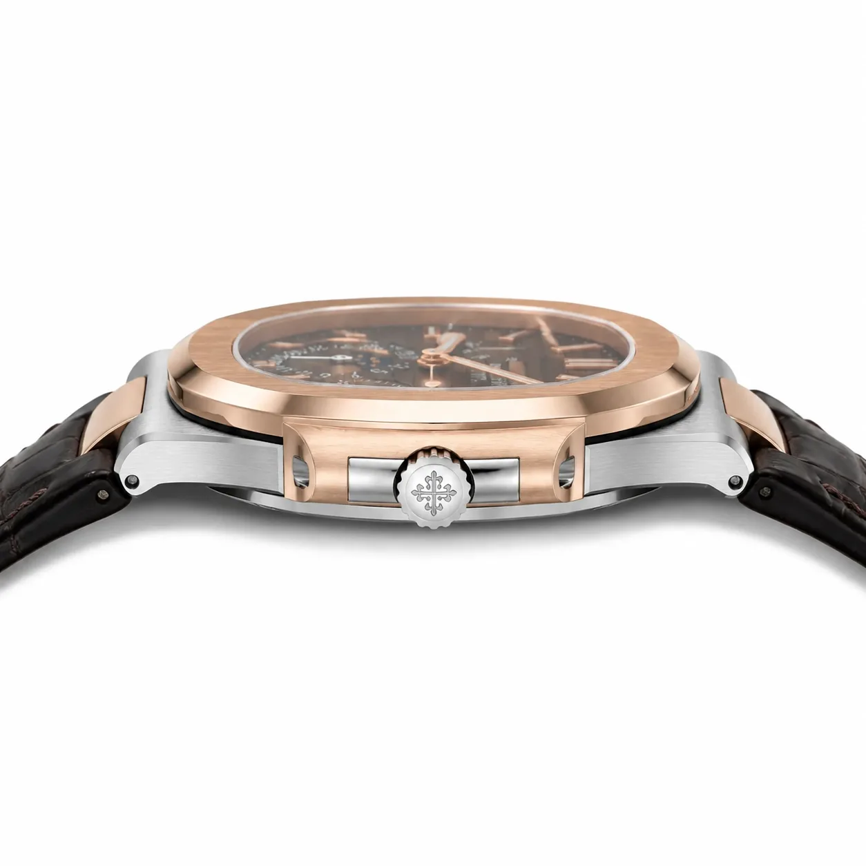 Patek Philippe Nautilus 5712GR-001 Cal.240 D-Blue Dial Everose Gold AI 头图 2 - 侧面细节 [ai-shot:side-detail]