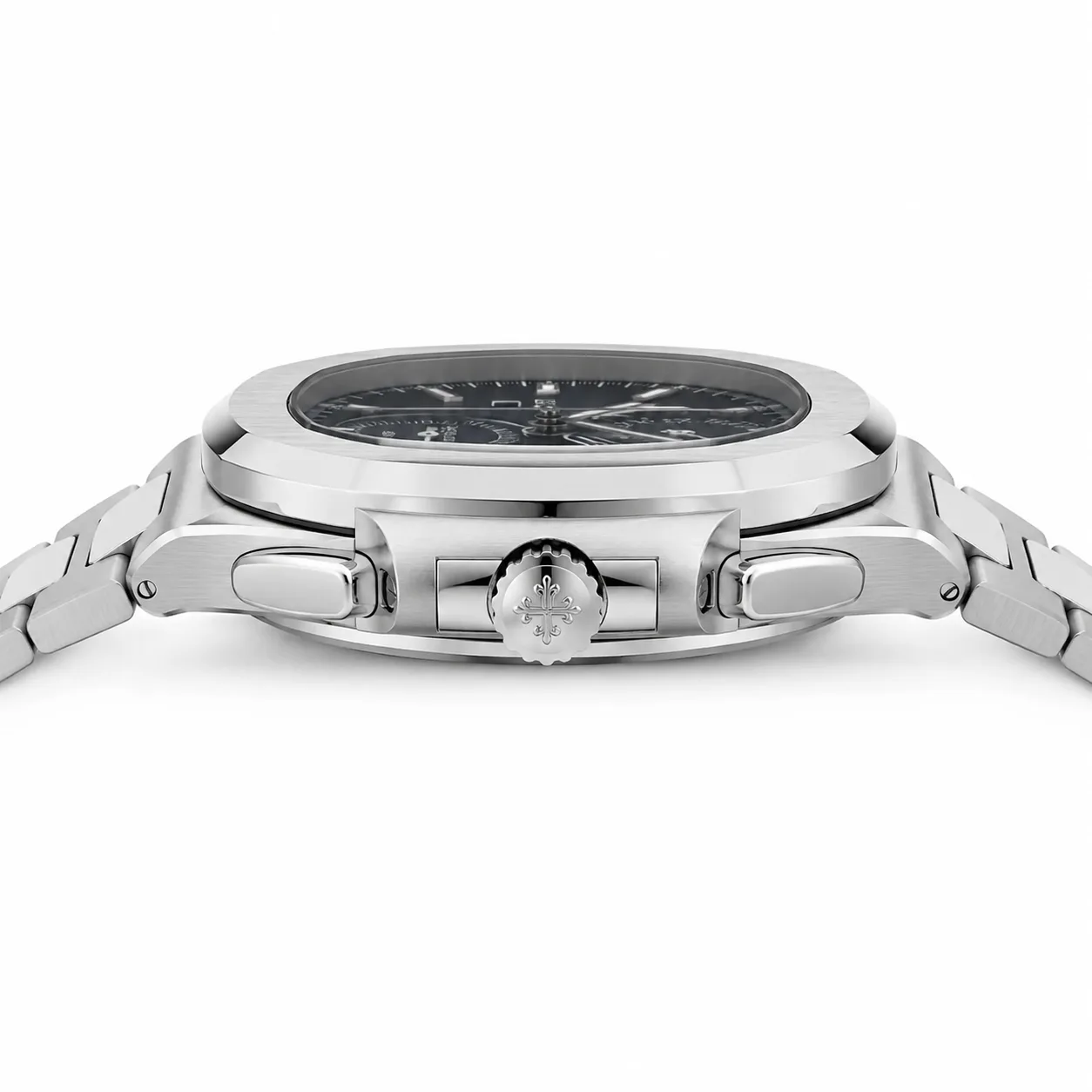 Patek Philippe Nautilus 5990/1A-011 Cal.CH 28-520 C D-Blue Dial AI 头图 2 - 侧面细节 [ai-shot:side-detail]