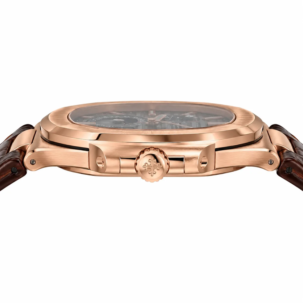 Patek Philippe Nautilus 5712R-001 Cal.240 D-Blue Dial Everose Gold AI 头图 2 - 侧面细节 [ai-shot:side-detail]