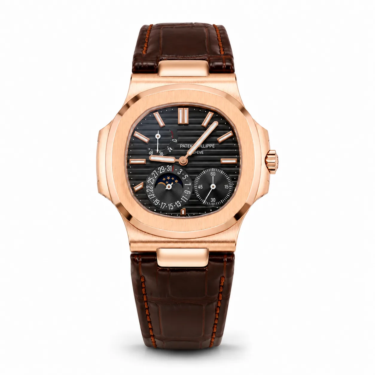 Patek Philippe Nautilus 5712R-001 Cal.240 D-Blue Dial Everose Gold AI 头图 1 - 白底全貌 [ai-shot:full-white]