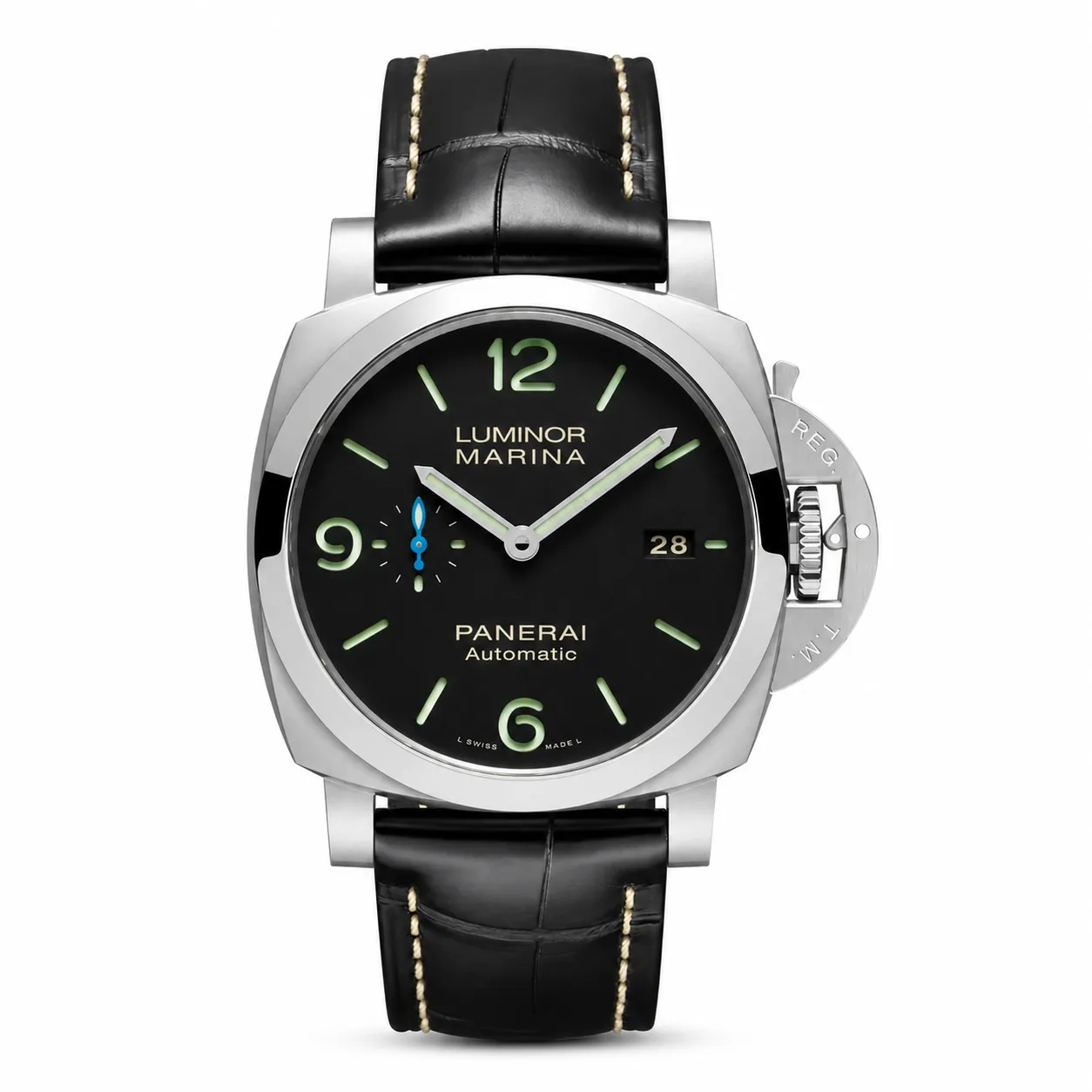 PANERAI 庐米诺 Marina (Luminor Marina) PAM01312 Cal.9010 Black Dial AI 头图 1 - 白底全貌 [ai-shot:full-white]