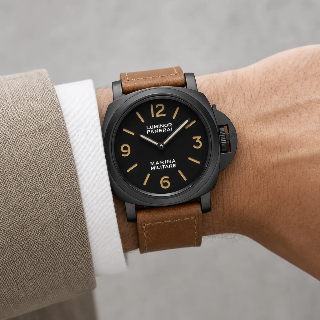 PANERAI 庐米诺 Marina Militare (Luminor Marina Militare) PAM05218 Cal.6000 AI 头图 4 - 佩戴图 [ai-shot:wrist-shot]