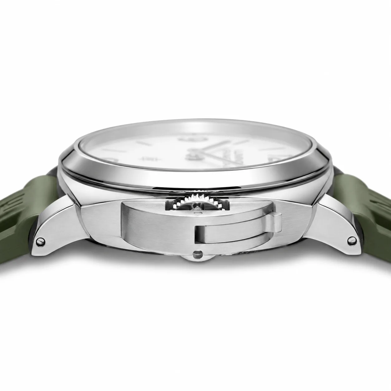 PANERAI 庐米诺 (Luminor) PAM01087 Cal.6000 White Dial AI 头图 2 - 侧面细节 [ai-shot:side-detail]