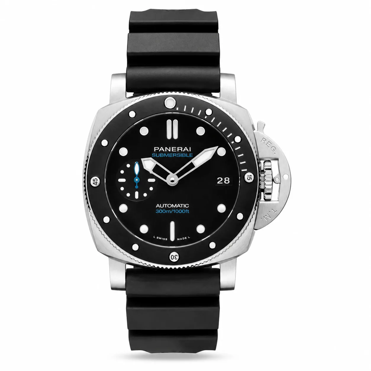 PANERAI 潜行系列 (Submersible) PAM00683 OPXXXIV自动上链机械机芯 Black Dial Black Bezel AI 头图 1 - 白底全貌 [ai-shot:full-white]
