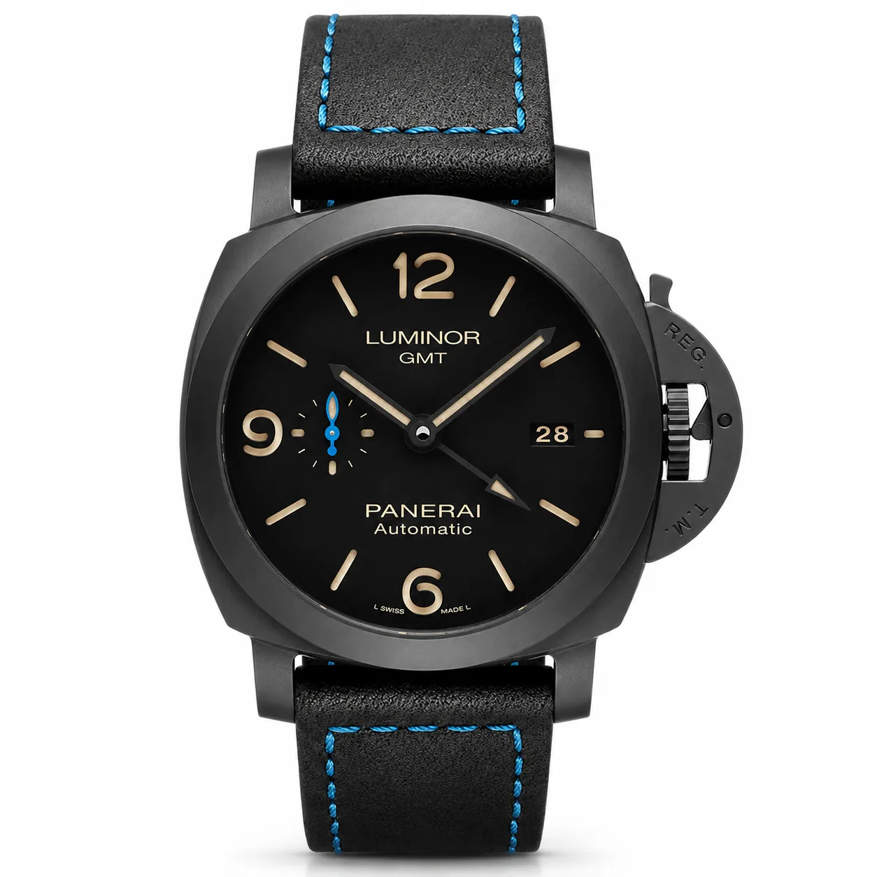 PANERAI 庐米诺系列 (Luminor) PAM01441 Cal.9010 Black Bezel AI 头图 1 - 白底全貌 [ai-shot:full-white]