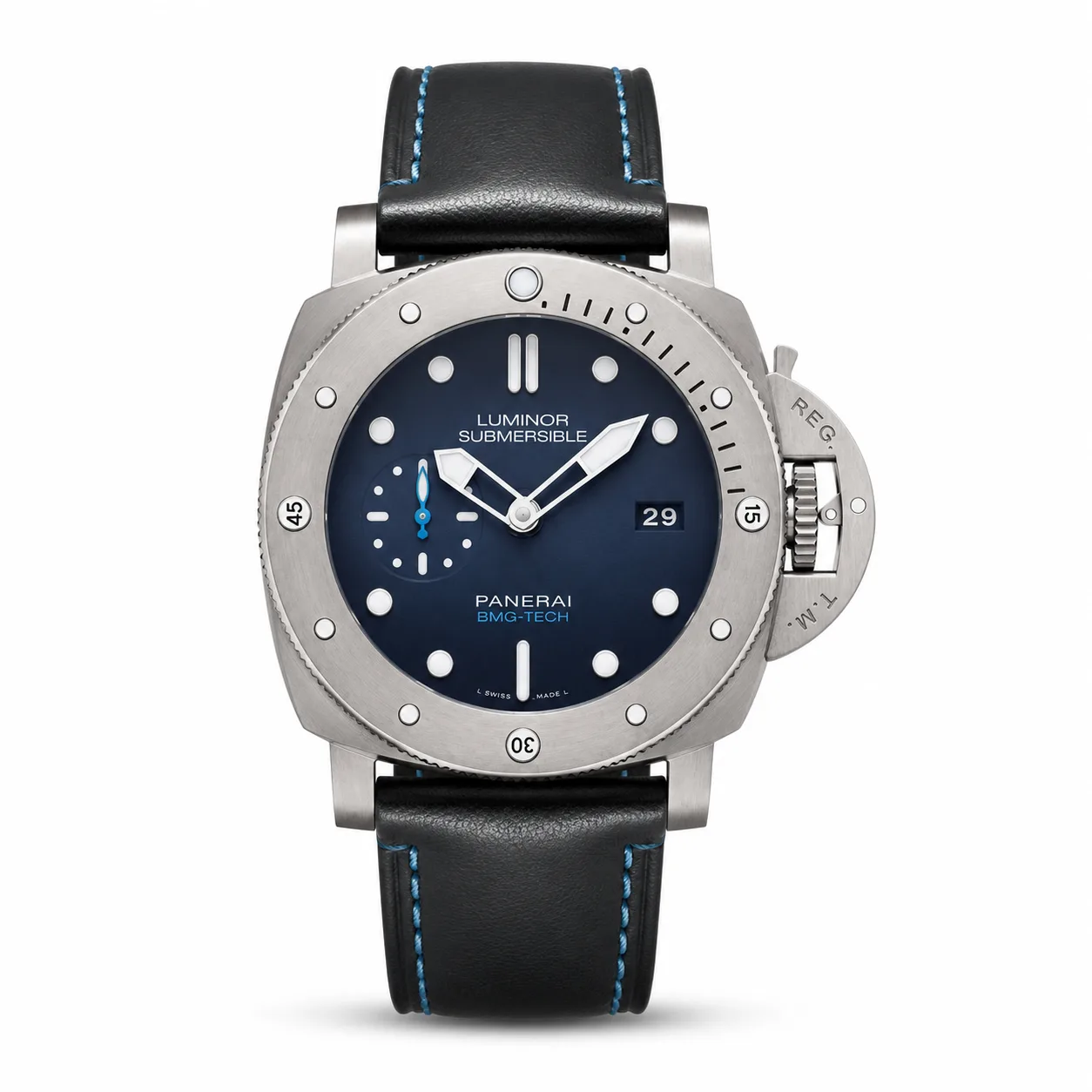 PANERAI 潜行系列 (Submersible) PAM006921 Cal.9010 Blue Dial Blue Bezel AI 头图 1 - 白底全貌 [ai-shot:full-white]