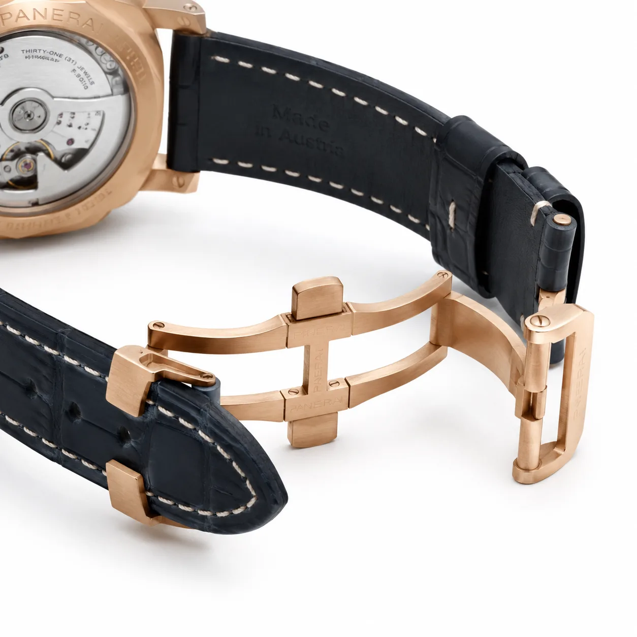 PANERAI 庐米诺系列 (Luminor Marina) PAM01112 Cal.9010 Blue Dial AI 头图 3 - 表扣表链 [ai-shot:bracelet-clasp]