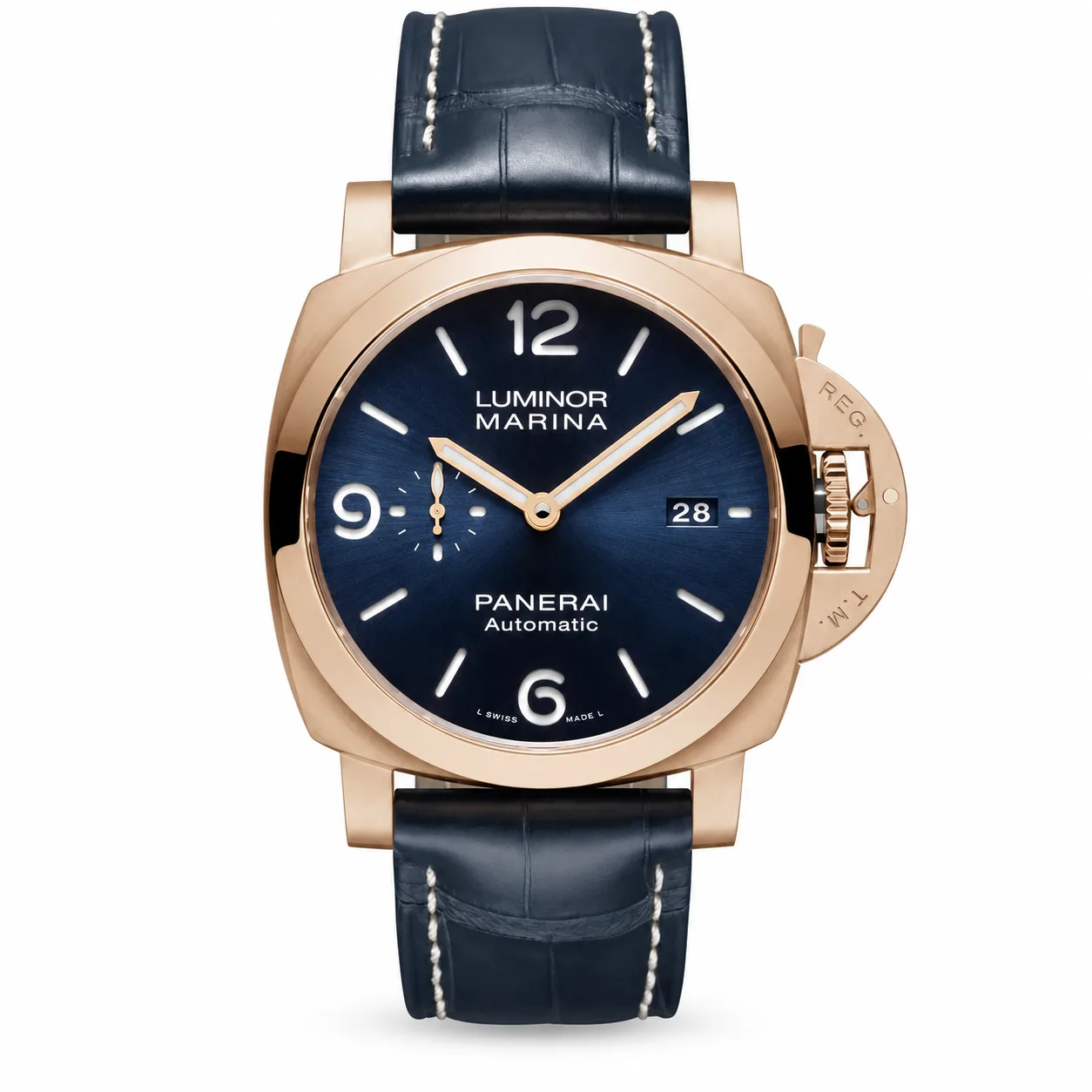PANERAI 庐米诺系列 (Luminor Marina) PAM01112 Cal.9010 Blue Dial AI 头图 1 - 白底全貌 [ai-shot:full-white]