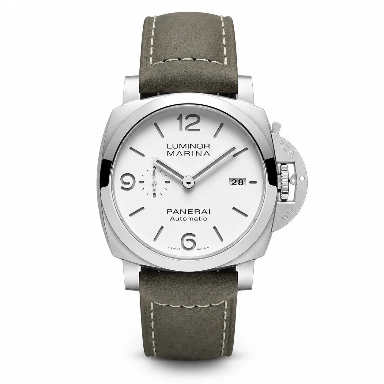 PANERAI 庐米诺系列 (Luminor Marina) PAM01314 Cal.9010 White Dial AI 头图 1 - 白底全貌 [ai-shot:full-white]