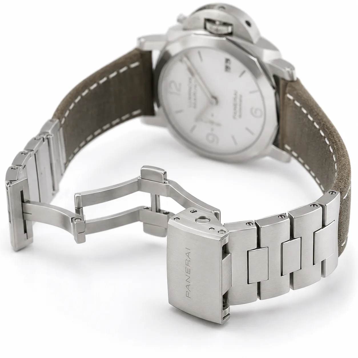 PANERAI 庐米诺系列 (Luminor Marina) PAM01314 Cal.9010 White Dial AI 头图 3 - 表扣表链 [ai-shot:bracelet-clasp]