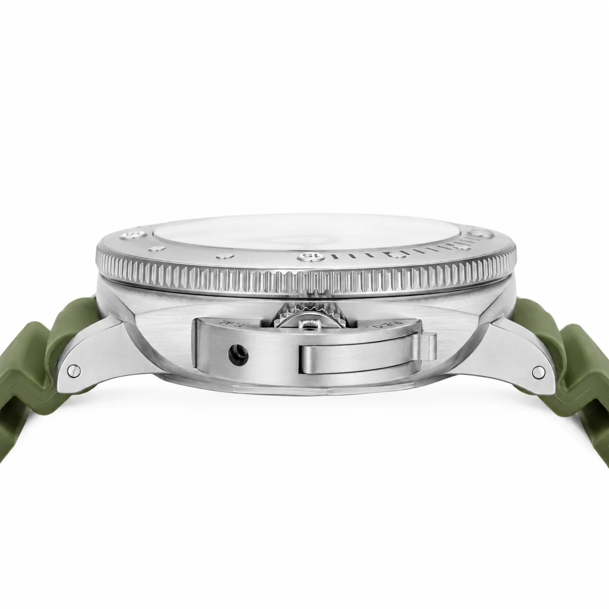 PANERAI 潜行系列 (Submersible) PAM01595 Cal.900 White Dial AI 头图 2 - 侧面细节 [ai-shot:side-detail]
