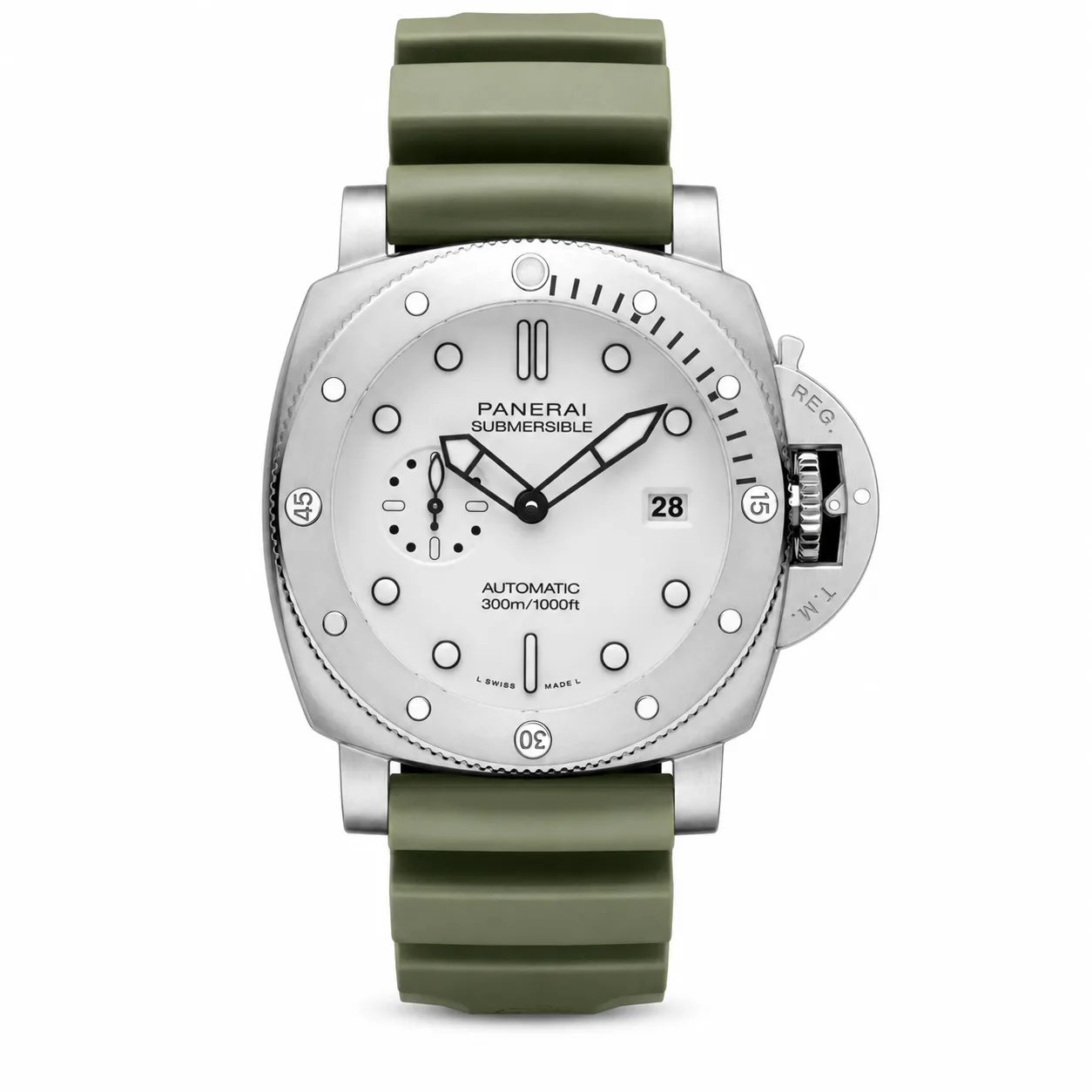 PANERAI 潜行系列 (Submersible) PAM01595 Cal.900 White Dial AI 头图 1 - 白底全貌 [ai-shot:full-white]
