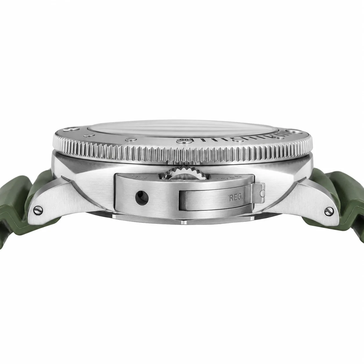 PANERAI 潜行系列 (Submersible) PAM01055 Cal.900 Green Dial AI 头图 2 - 侧面细节 [ai-shot:side-detail]
