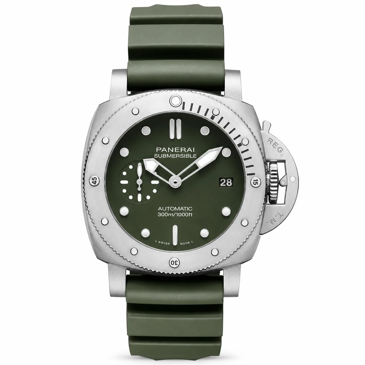 PANERAI 潜行系列 (Submersible) PAM01055 Cal.900 Green Dial AI 头图 1 - 白底全貌 [ai-shot:full-white]