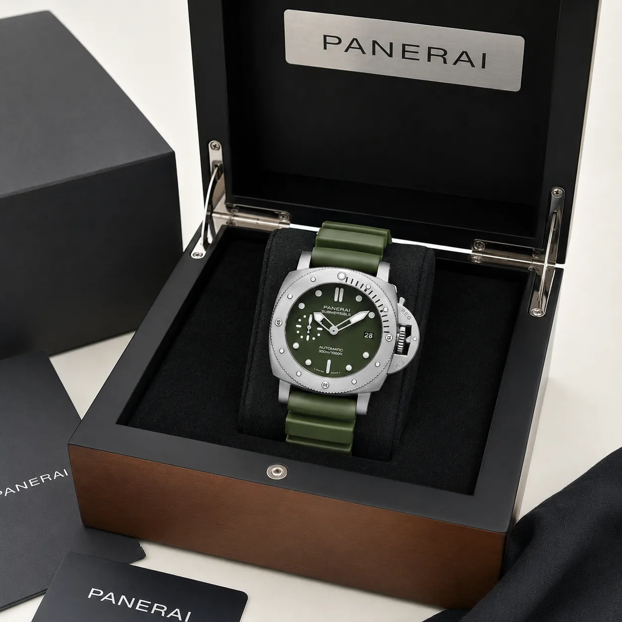 PANERAI 潜行系列 (Submersible) PAM01055 Cal.900 Green Dial AI 头图 5 - 包装盒 [ai-shot:box-shot]