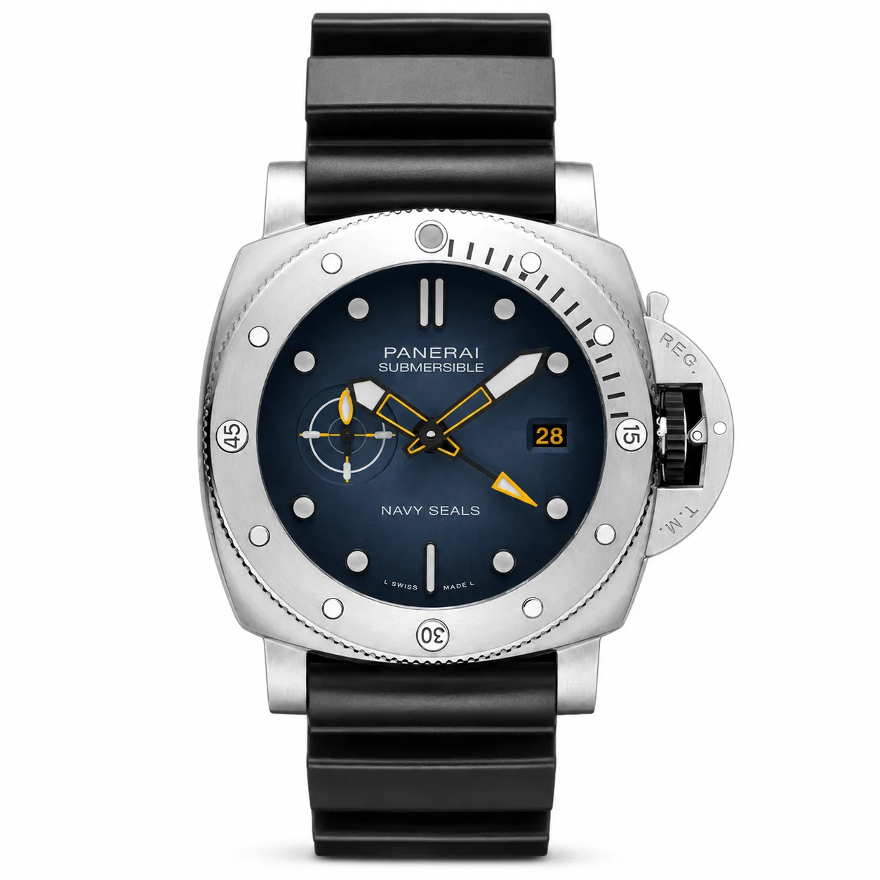 PANERAI 潜行系列 (Submersible) PAM01323 Cal.900 D-Blue Dial Steel Bezel AI 头图 1 - 白底全貌 [ai-shot:full-white]