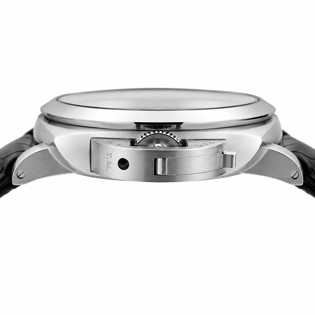PANERAI 庐米诺系列 (Luminor) PAM01360 Cal.9012 Black Dial Steel Bezel AI 头图 2 - 侧面细节 [ai-shot:side-detail]