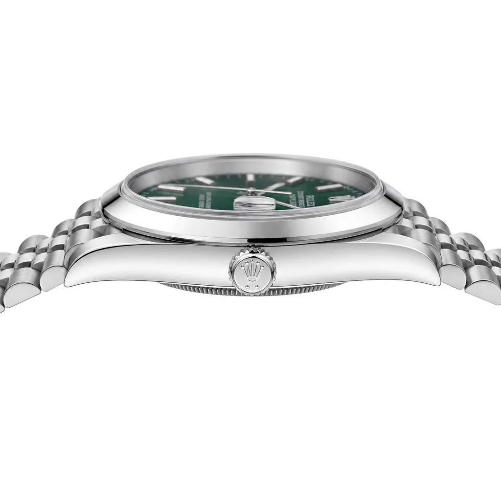 Rolex Datejust m126300-0026 41mm Green Dial Smooth Bezel AI 头图 2 - 侧面细节 [ai-shot:side-detail]