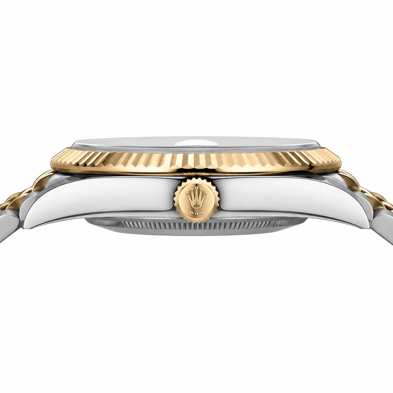 Rolex Datejust m126233-0024 41mm Green Dial Yellow Gold Fluted Bezel 904L Stainless Steel and 18K Yellow Gold AI 头图 2 - 侧面细节 [ai-shot:side-detail]