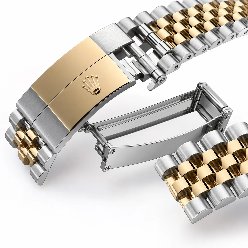 Rolex Datejust m126233-0024 41mm Green Dial Yellow Gold Fluted Bezel 904L Stainless Steel and 18K Yellow Gold AI 头图 3 - 表扣表链 [ai-shot:bracelet-clasp]