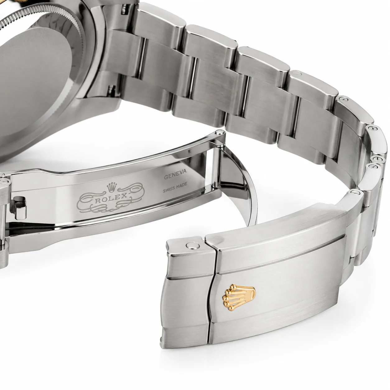 Rolex Oyster Perpetual m134303-0001 41mm Grey Dial 18K Yellow Gold Bezel 904L Stainless Steel and 18K Yellow Gold AI 头图 3 - 表扣表链 [ai-shot:bracelet-clasp]
