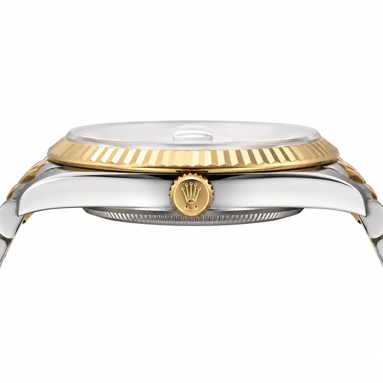 Rolex Datejust m126233-0026 41mm White Dial Yellow Gold Fluted Bezel 904L Stainless Steel and 18K Yellow Gold AI 头图 2 - 侧面细节 [ai-shot:side-detail]