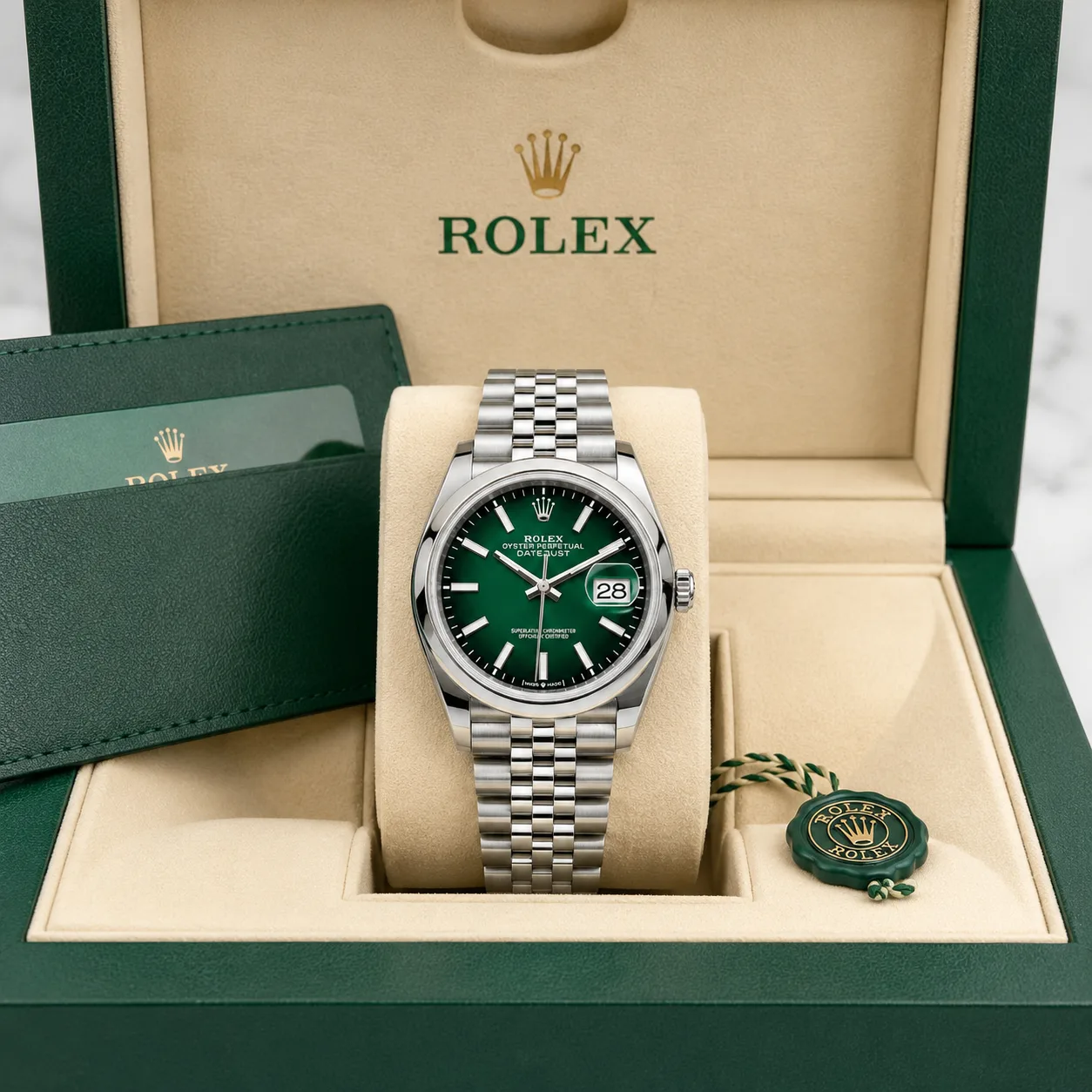 Rolex Datejust m126200-0026 36mm Cal.3235 904L Stainless Steel AI 头图 5 - 包装盒 [ai-shot:box-shot]